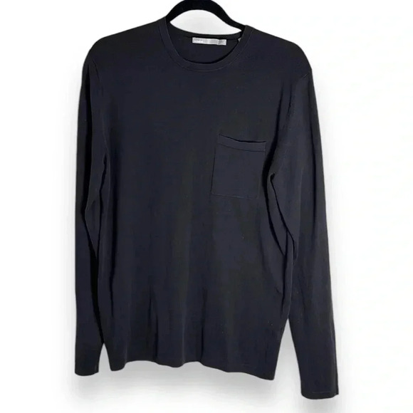 Vince Black Crewneck Long Sleeve Tee with Pocket Size Small - Picture 1 of 6